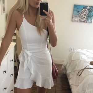 GREEN linen wrap dress